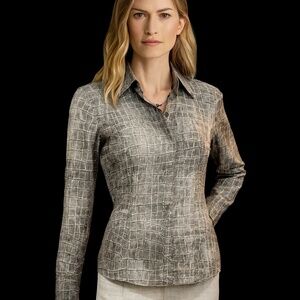 Escada Alligator Print Blouse 100% Cotton